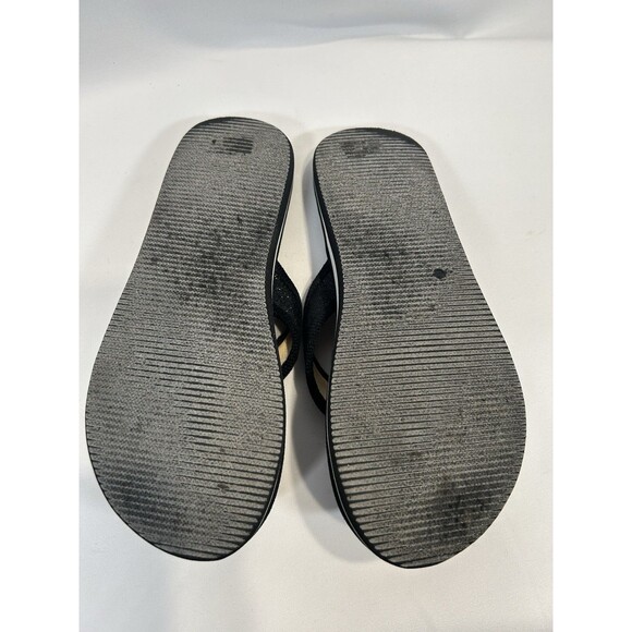 Tommy Hilfiger Black Glitter & Gold Flip Flop Women's Size 7.5 (measures 9.5") - Picture 4 of 4
